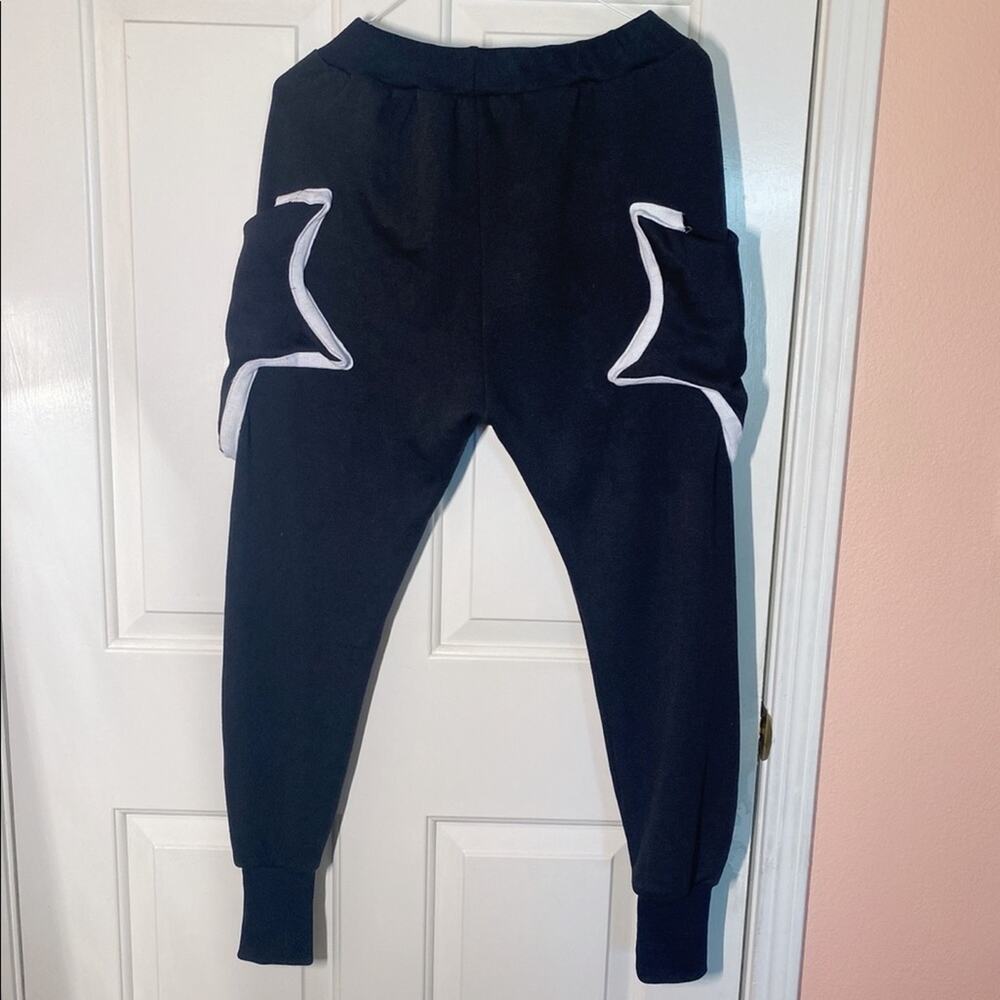 Black and White Joggers with Star Design Side Pockets | 37 in. x 12 in.